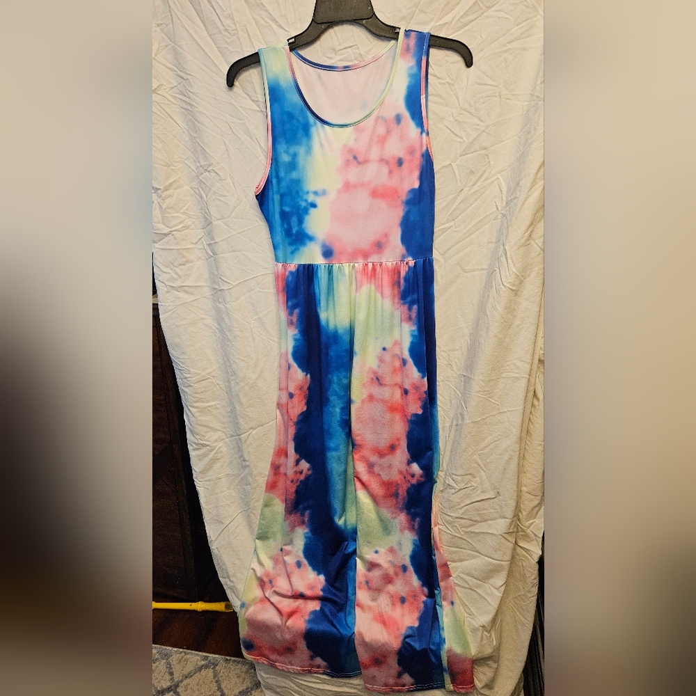 Blue/ pink tie dye dress XL